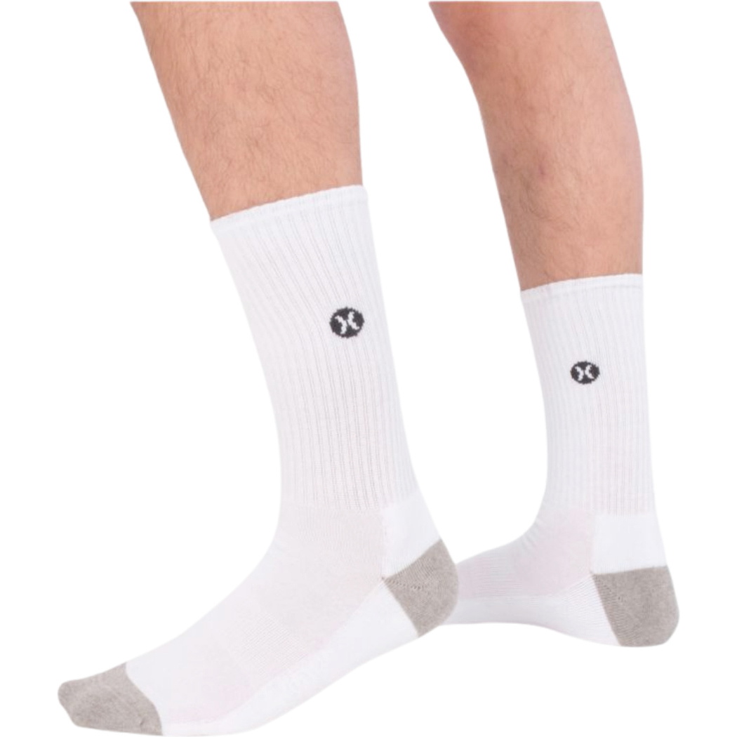 2026 Hurley Mens 3 Pack Icon 1/2 Terry Crew Socks MSOEU00003 - Black Stripe